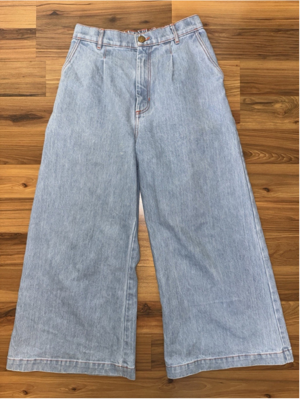 Big Bud Press Wide Leg Denim Trousers Petite Small Light Wash Indie High Rise